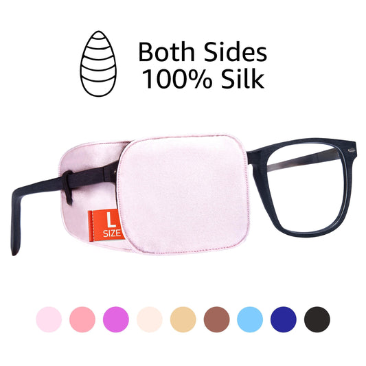 Silk Eye Patch for Glasses (Large, English Rose Pink)