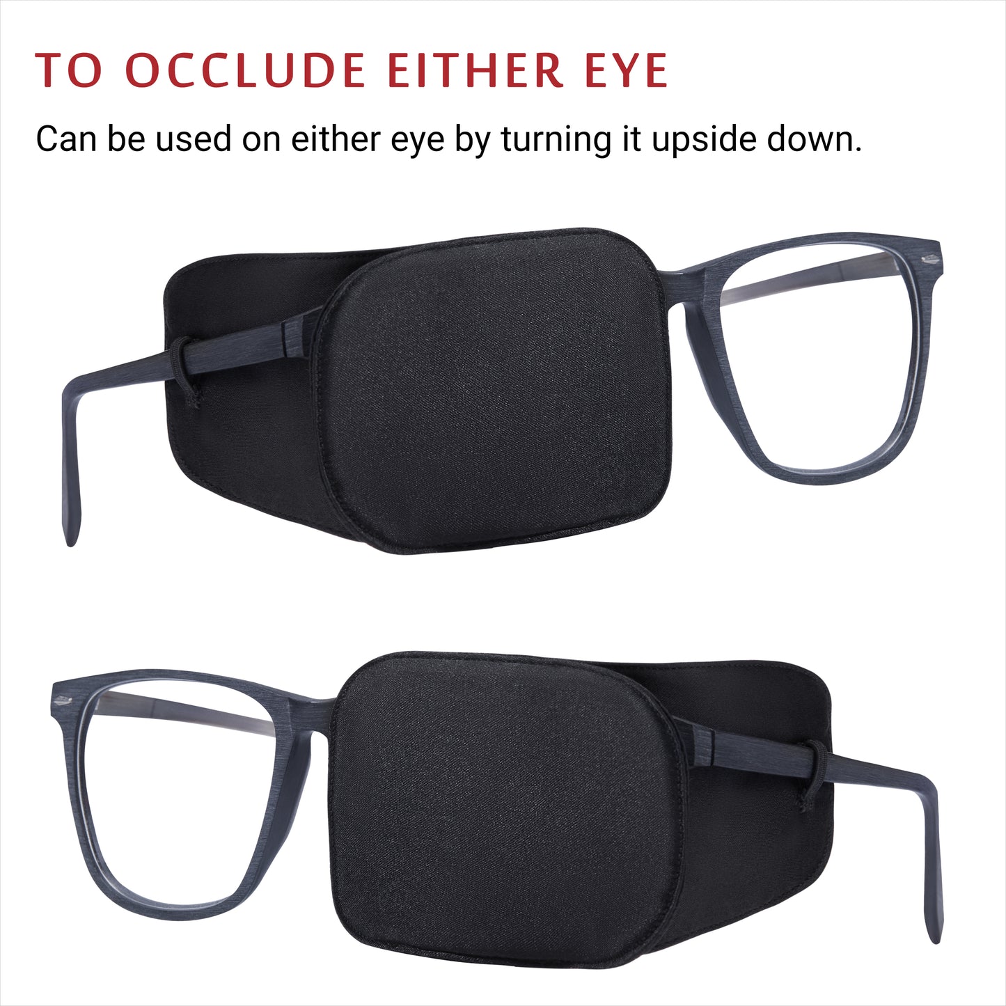Silk Eye Patch for Glasses (Large, Pure Black)