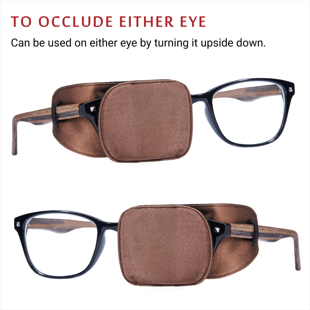 Silk Eye Patch for Glasses (Medium, Chocolate Brown) 