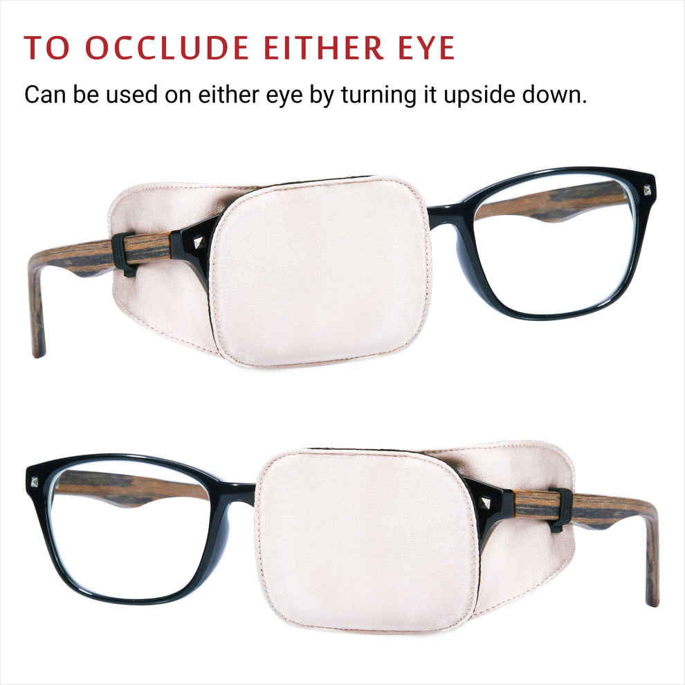 Silk Eye Patch for Glasses (Medium, Creamy Beige) 