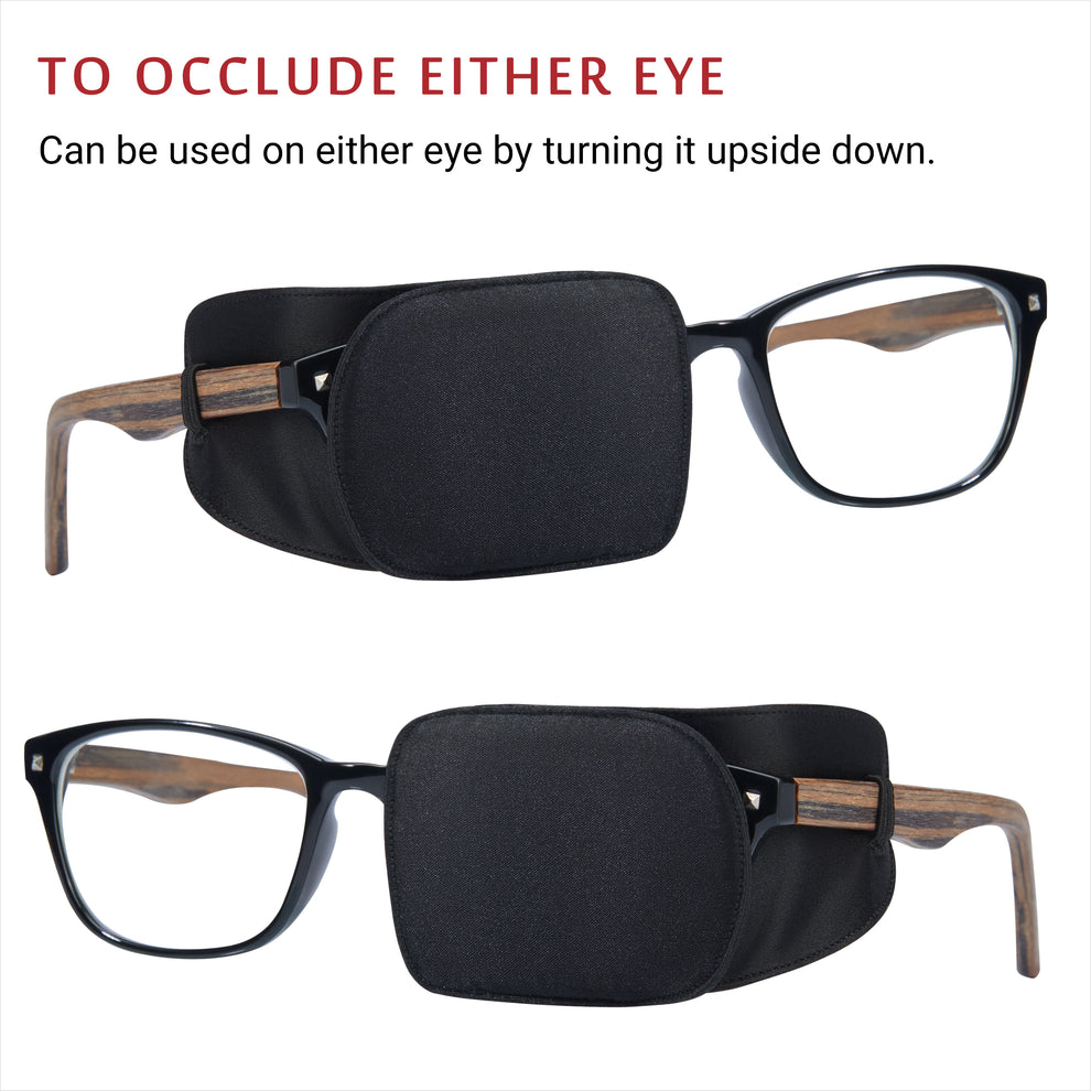 Silk Eye Patch for Glasses (Medium, Pure Black) 